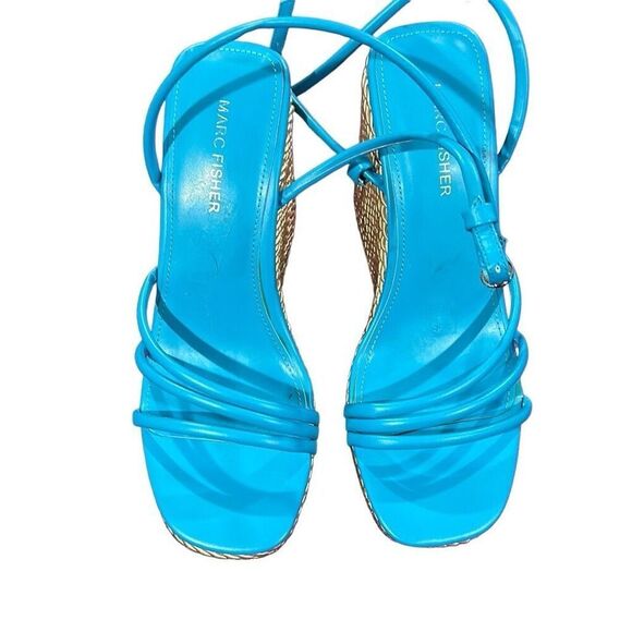 NWOT Marc Fisher Zeki platform wedge espadrilles with ankle wraps - Picture 2 of 9